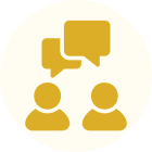 Dialogue symbol featuring two silhouettes
