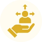 Hand holding person with arrows