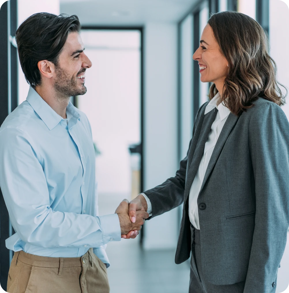 Friendly office handshake