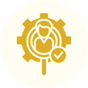 Illustration of a magnifying glass focusing on a person with a checkmark, symbolizing verification or selection.